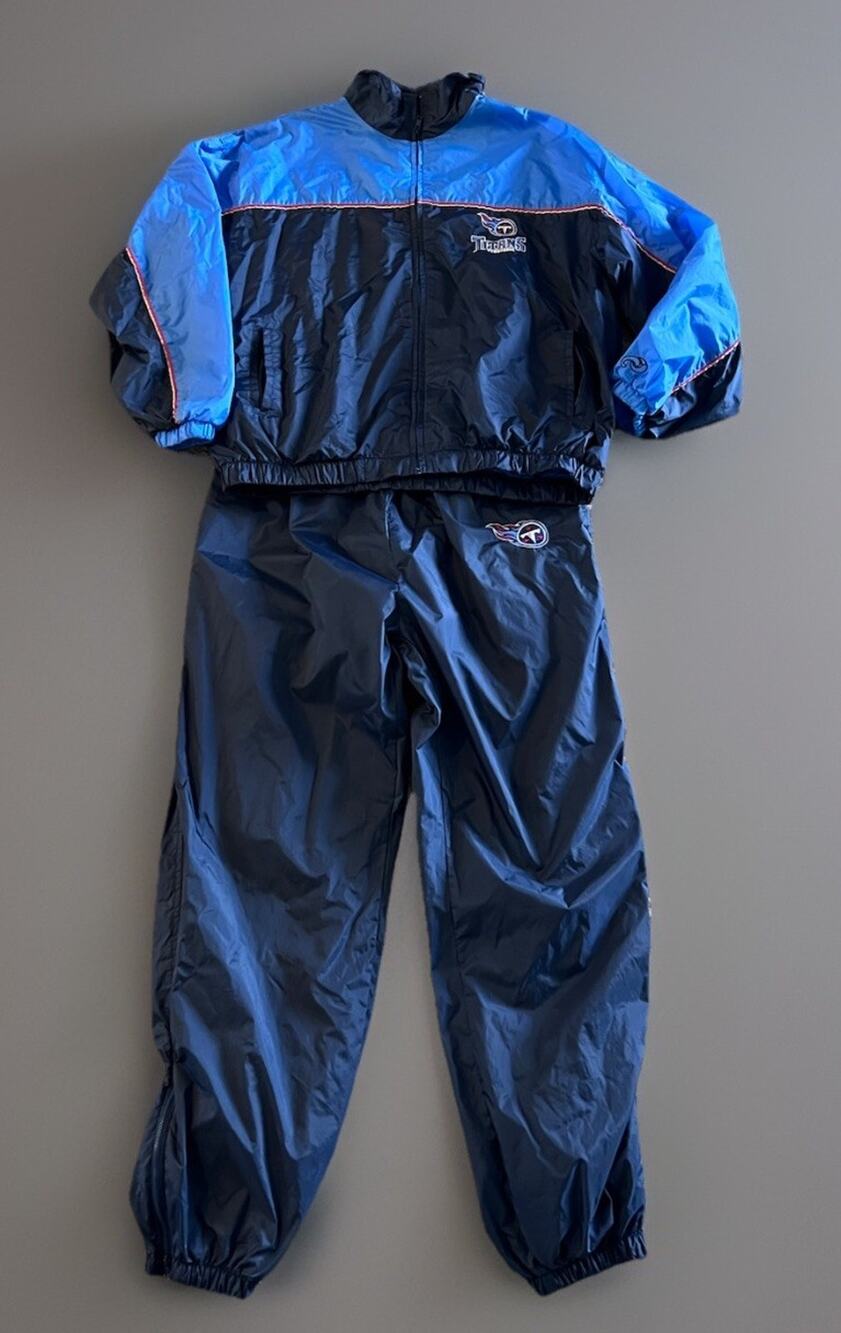 Vtg Tennessee Titans 90s Nylon Track Suit Jacket Pants sz 2XL Unique NFL